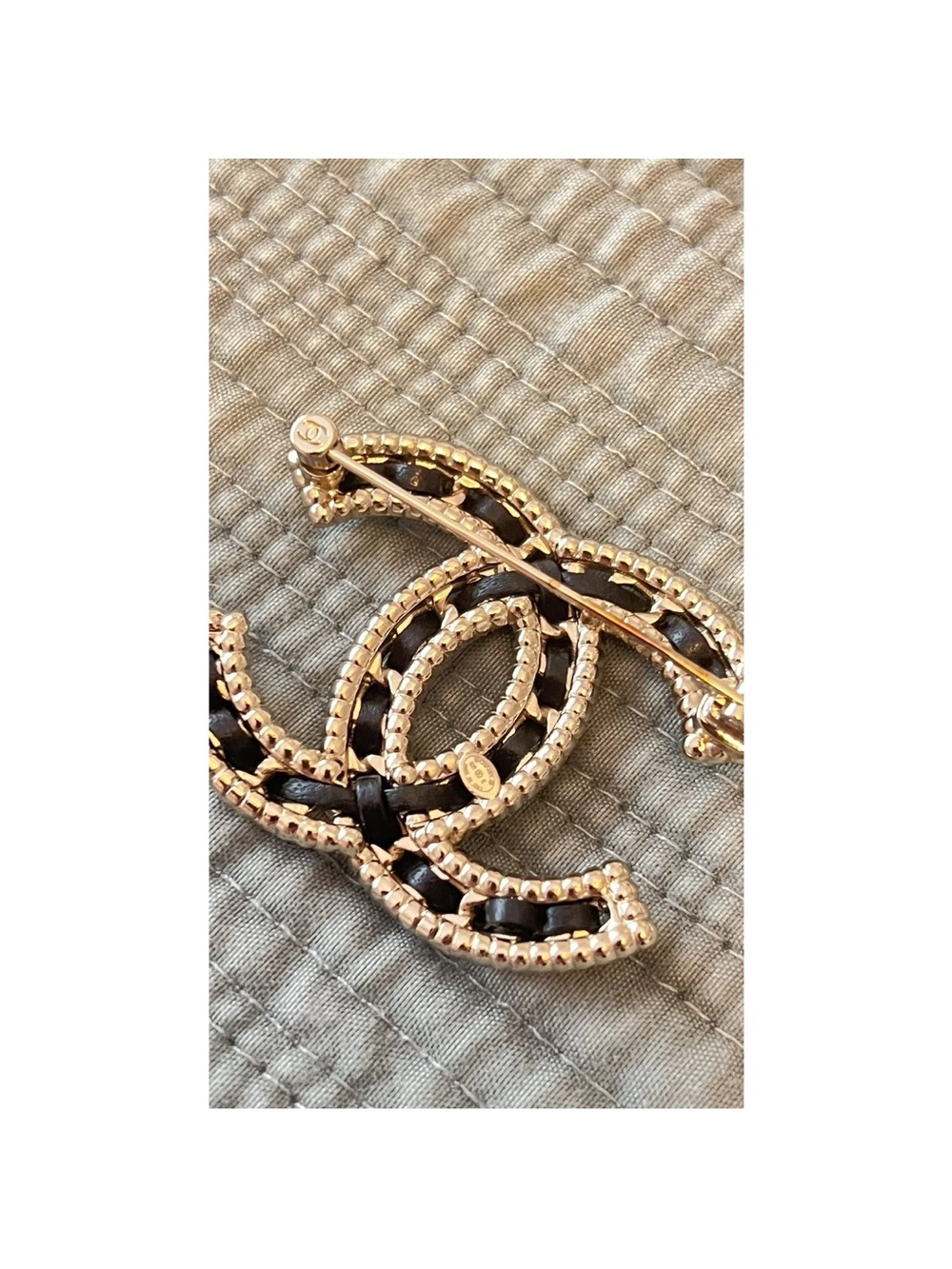 Gold and Black Interwoven Logo Brooch - Designer Style